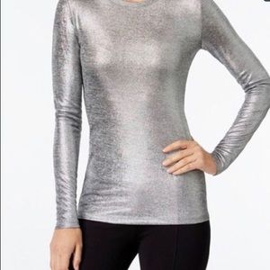 Michael Kors Metallic Stretch Knit Top